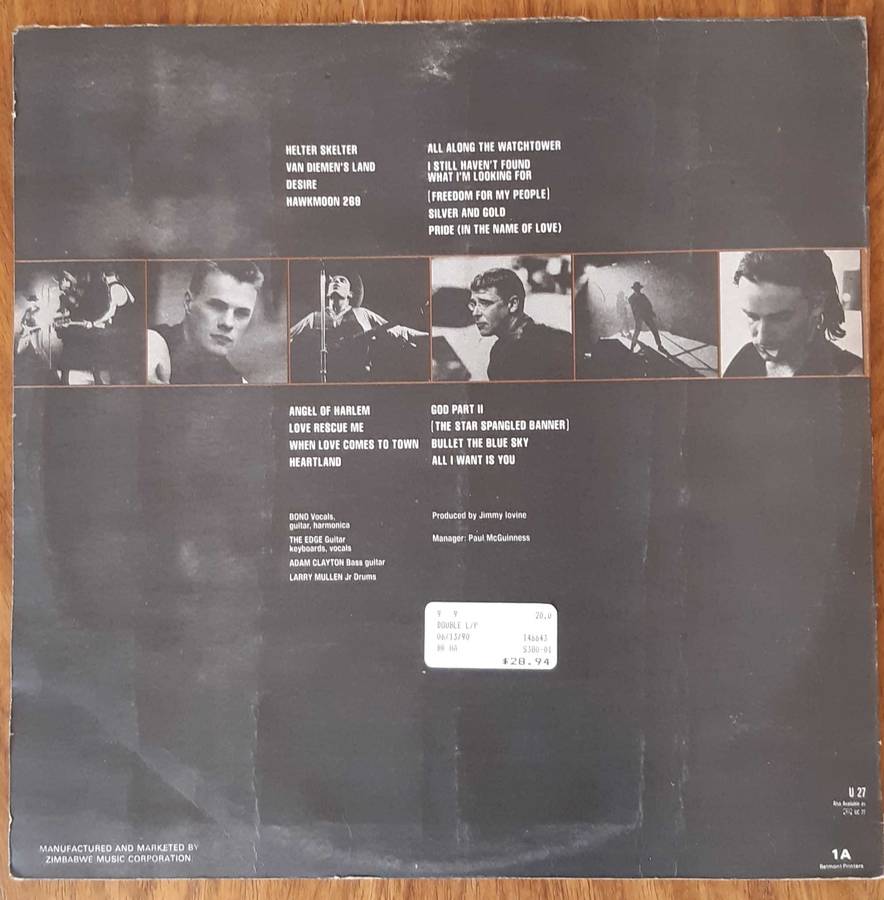 U2 - Rattle and Hum - Double Album Vintage Vinyl LP
