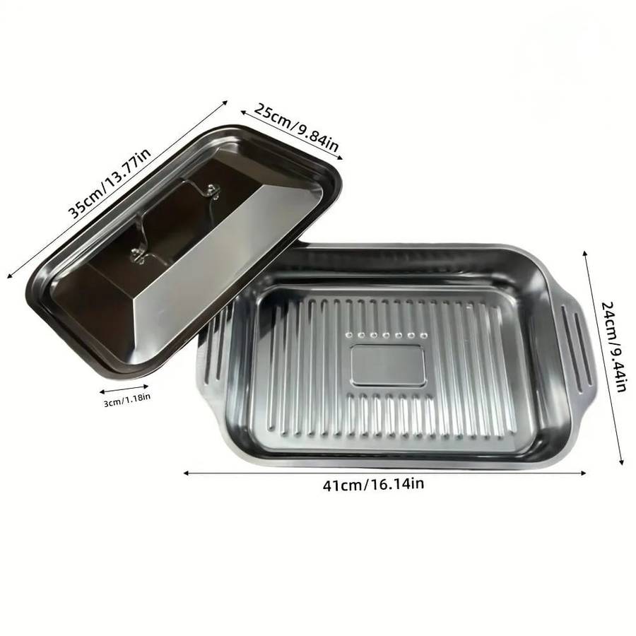 High-Quality Stainless Steel Roasting Dish with Lid  Versatile Bakeware for Oven Use (2Pack)