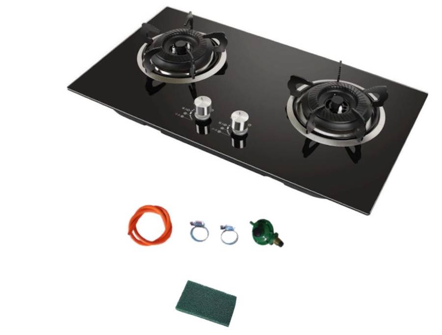 Glass top gas stove-2 Burner with pipe Regulator