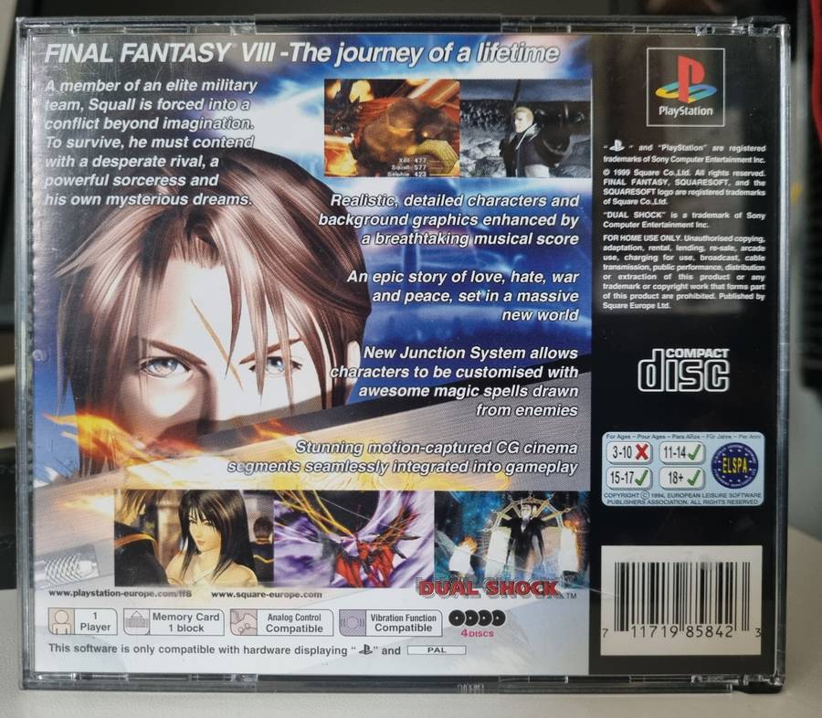 Final Fantasy VIII Replacement Cover Art & Manual PS1 Game (read description)