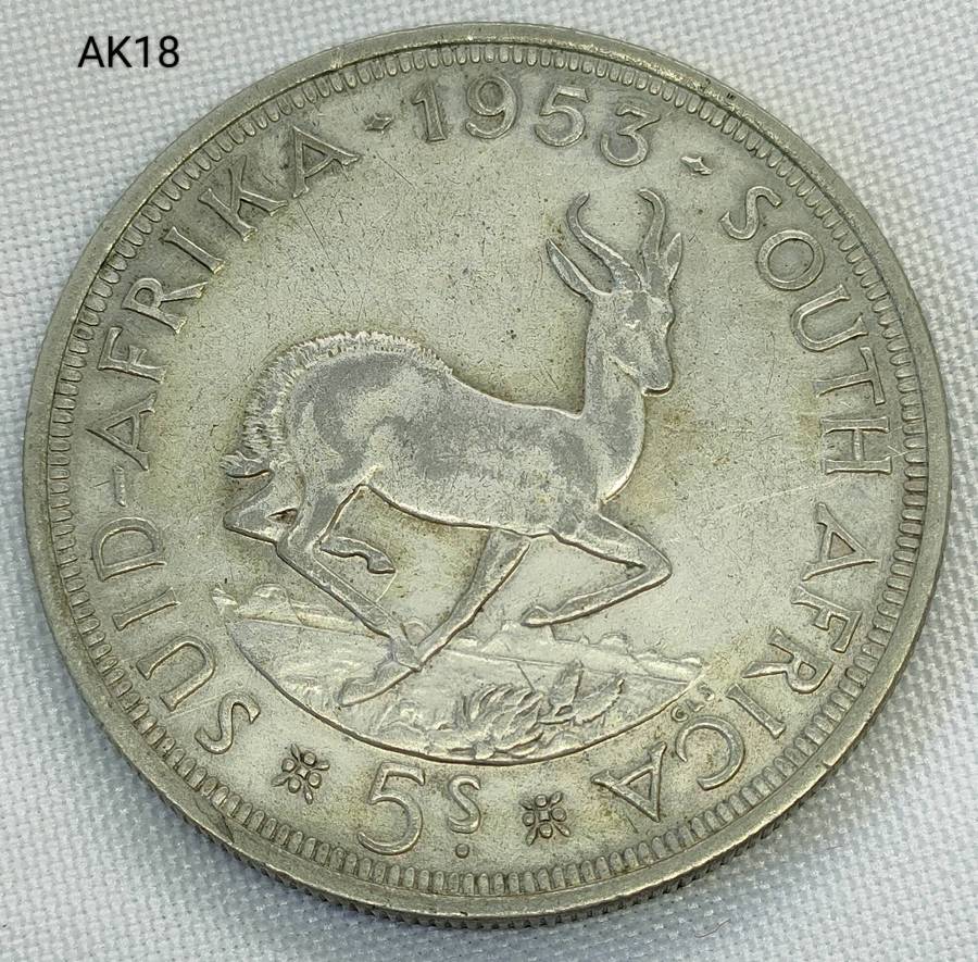 1953 Crown - 5 shillings - Union of South Africa- .500 silver- in capsule - superb specimen