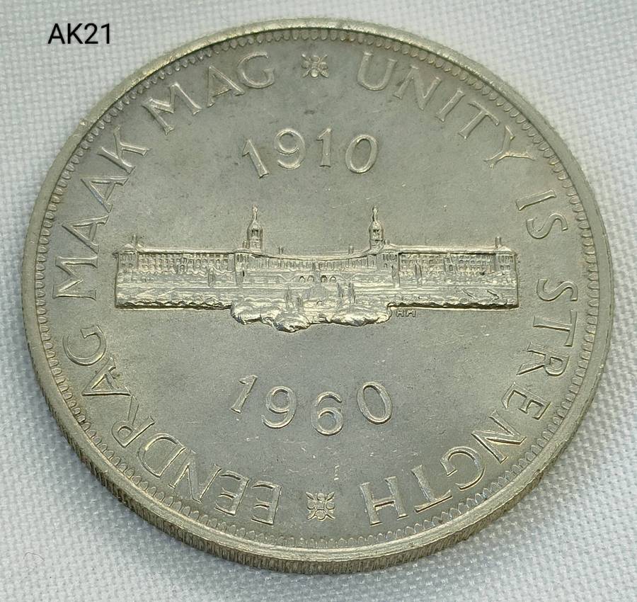 1960 Crown - 5 shillings - Union of South Africa- .500 silver- in capsule - superb specimen