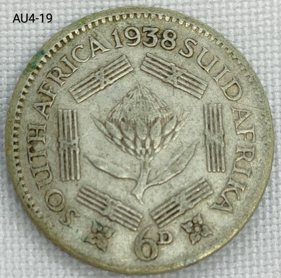 1938 Union of SA sixpence - .800 silver coin