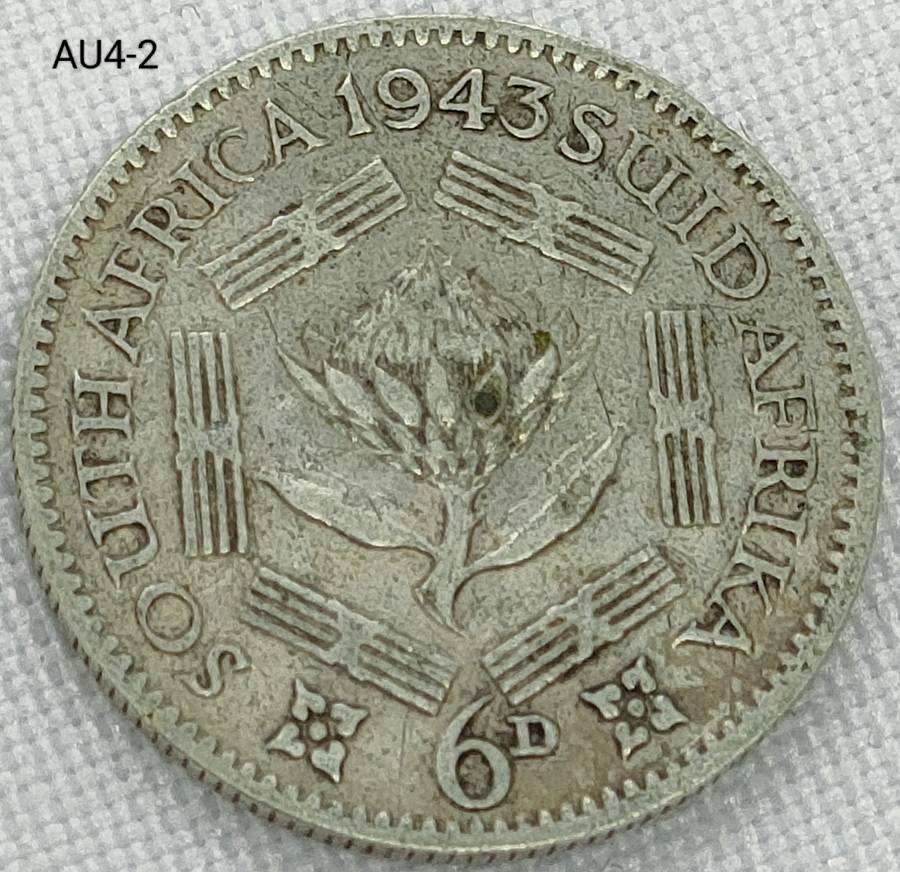 1943 Union of SA sixpence - .800 silver coin