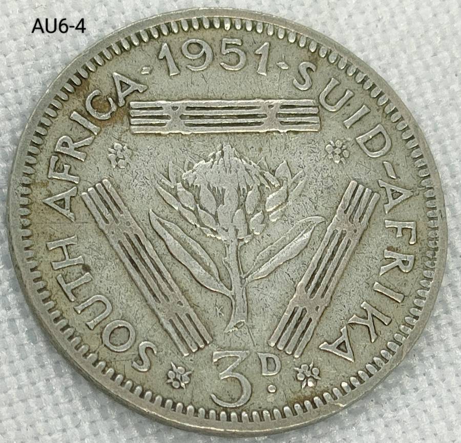 1951 Union of SA threepence - .500 silver coin
