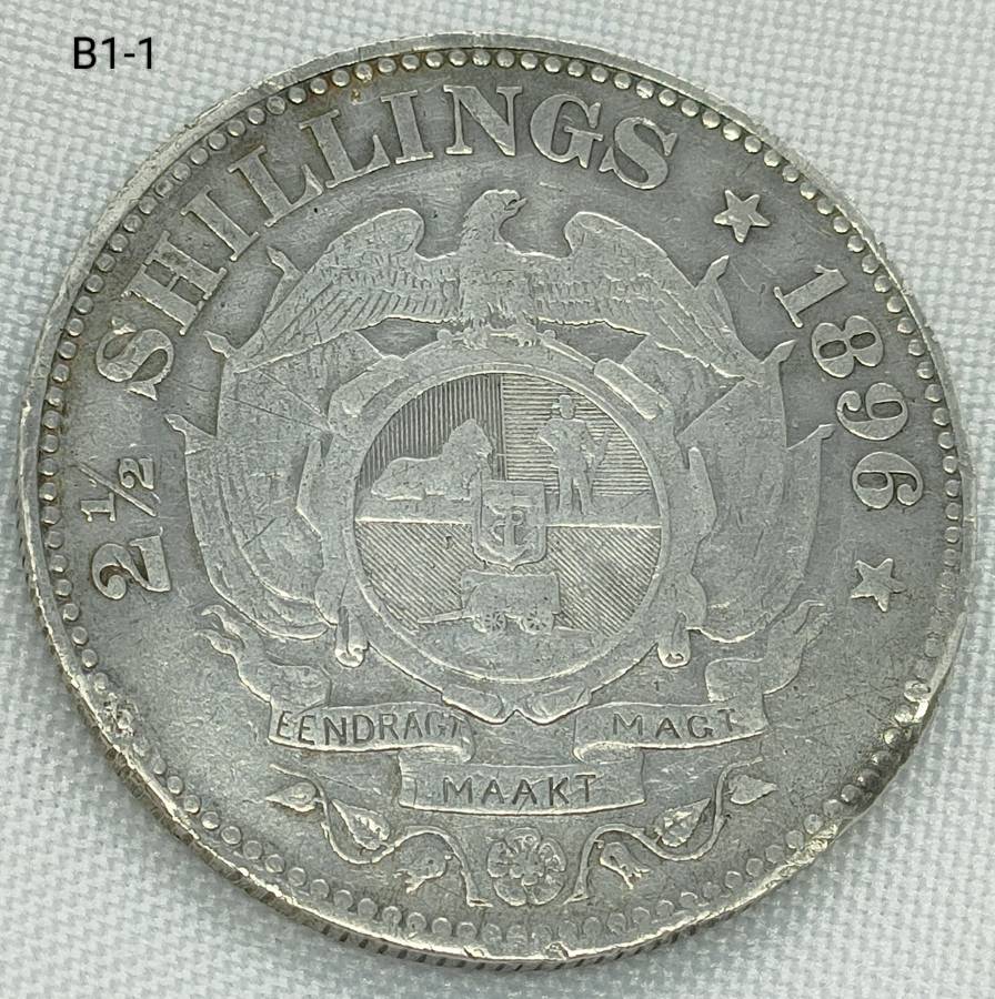 1896 ZAR 2 1/2 shillings - half crown -.925 coin