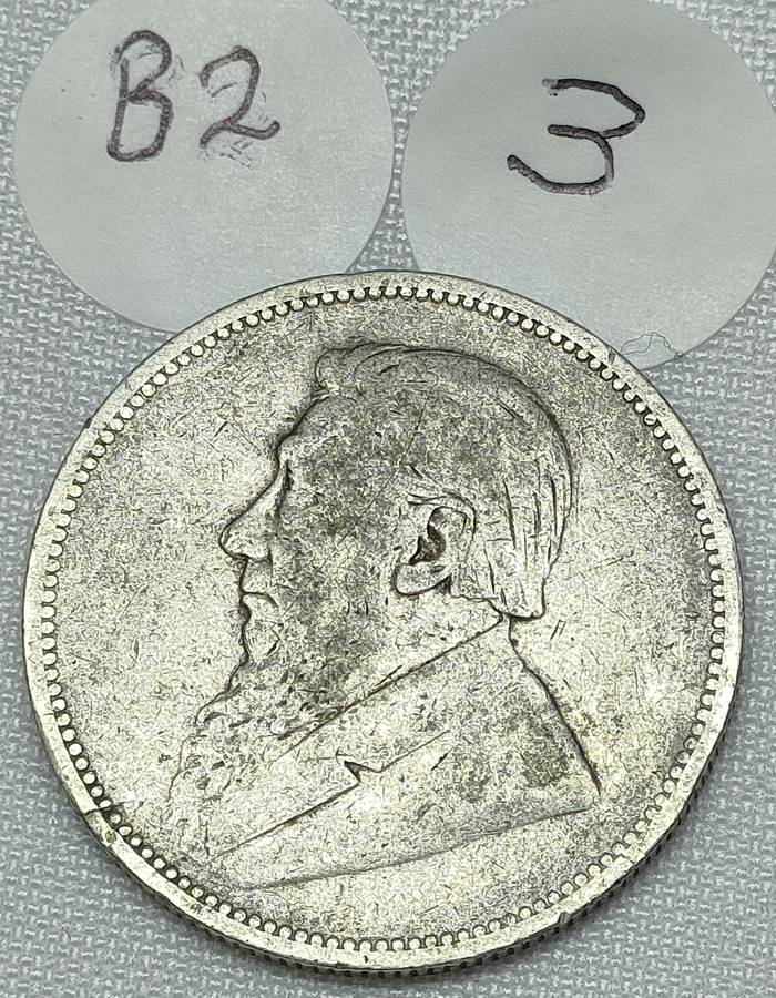 ZAR 2 Shillings: 1895: Scarce Sterling Silver (.925) coin:
