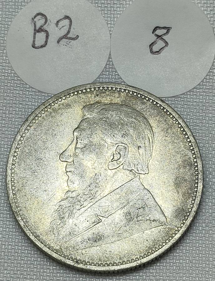 ZAR 2 Shillings: 1896: Scarce Sterling Silver (.925) coin:
