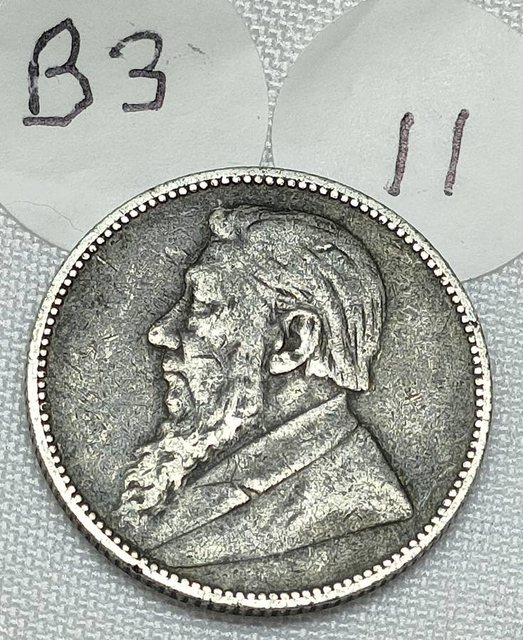 ZAR 1 Shillings: 1894: Scarce Sterling Silver (.925) coin: