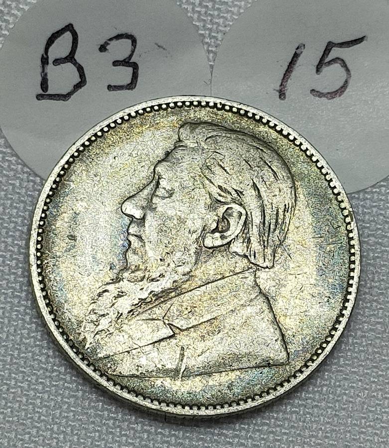 ZAR 1 Shillings: 1895: Scarce Sterling Silver (.925) coin:
