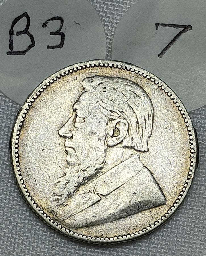 ZAR 1 Shillings: 1895: Scarce Sterling Silver (.925) coin: