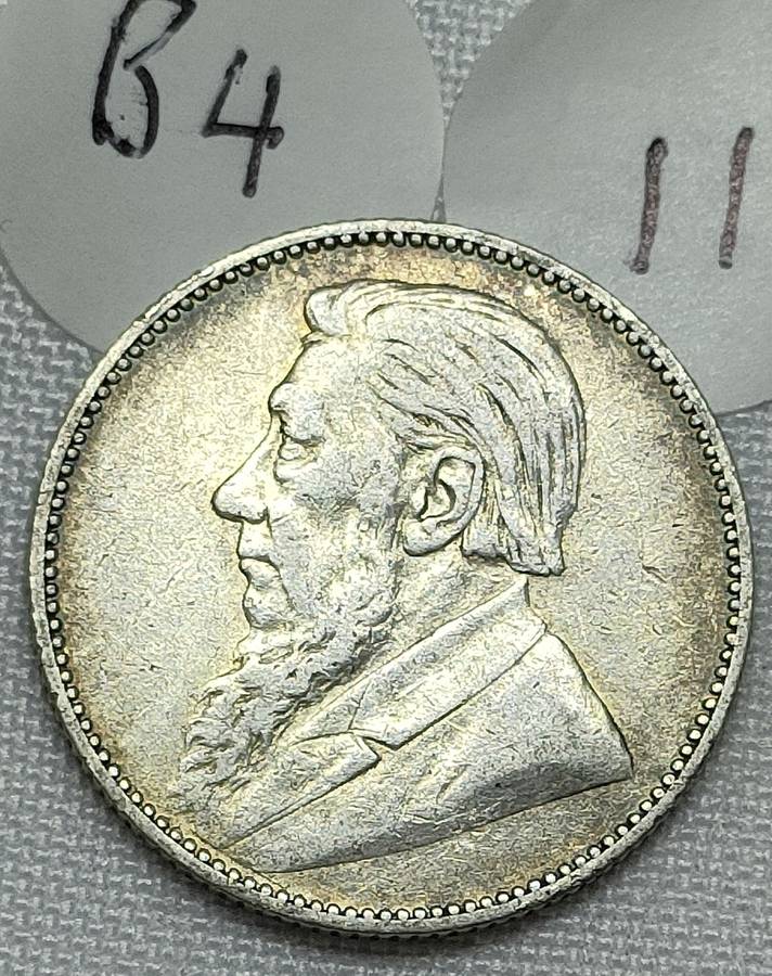 ZAR 1 Shillings: 1895: Scarce Sterling Silver (.925) coin:
