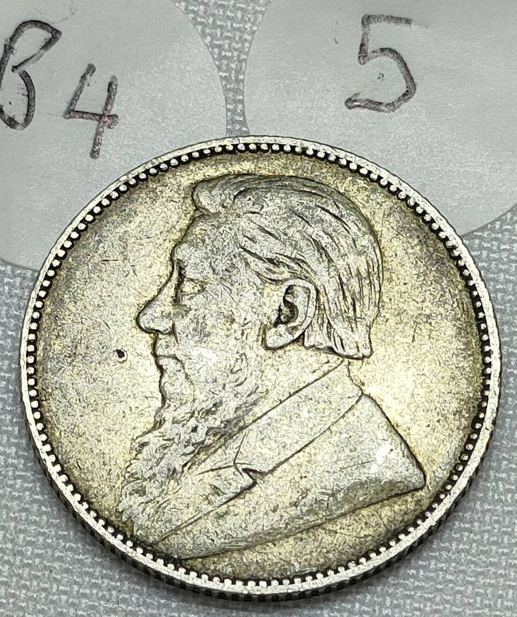 ZAR 1 Shillings: 1896: Scarce Sterling Silver (.925) coin:
