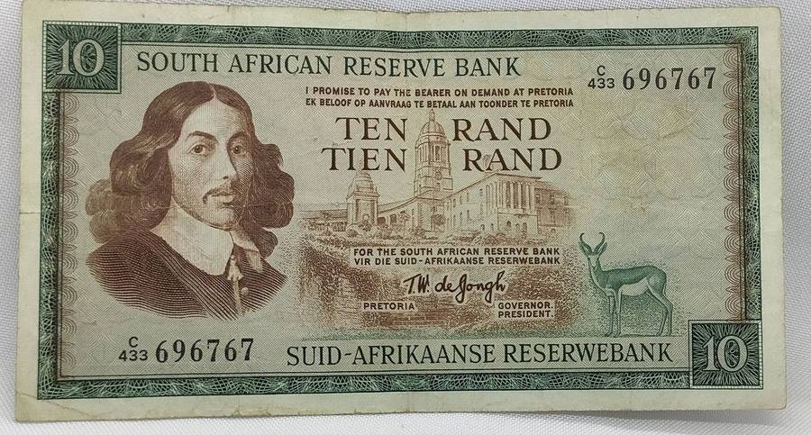 SARB banknote - R10 - C433 prefix - TW de Jongh - excellent condition XF -A/UNC-not legal tender