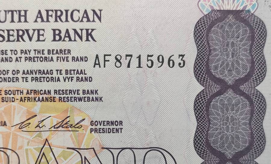 SARB banknote - R5 - AF prefix - CL Stals - UNC - not legal tender- BN 28 the previous number