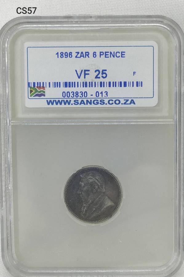 1942 South Africa 3 pence -SANGS graded - AU details-scratches