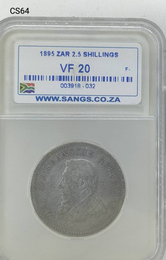 1895 ZAR 2 1/2 Shillings -SANGS graded - VF-20