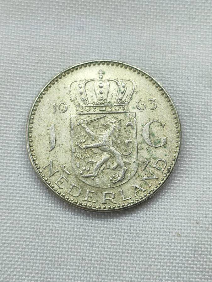Nederland 1 Gulden 1963. Silver .720