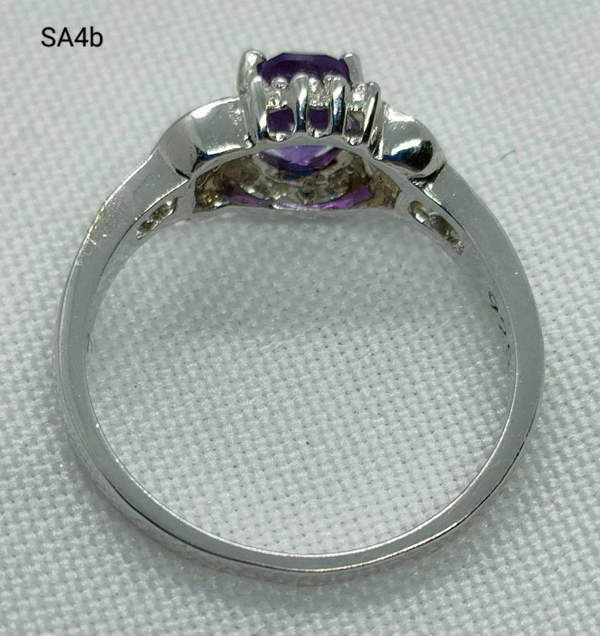 Sterling silver natural Amethyst, Tanzanite & diamond ring- 925 stamped - US7 - large gemstone