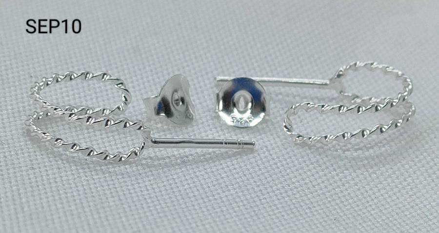 New Sterling Silver plain half hoop double rail stud earrings-lovely design-925stamp