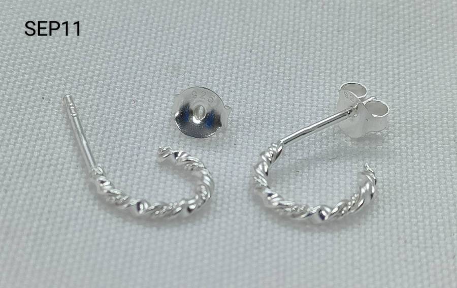 New Sterling Silver plain half hoop stud earrings-lovely design-925stamp