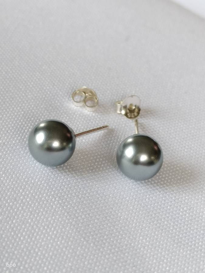 New Sterling Silver Grey Pearl earrings: