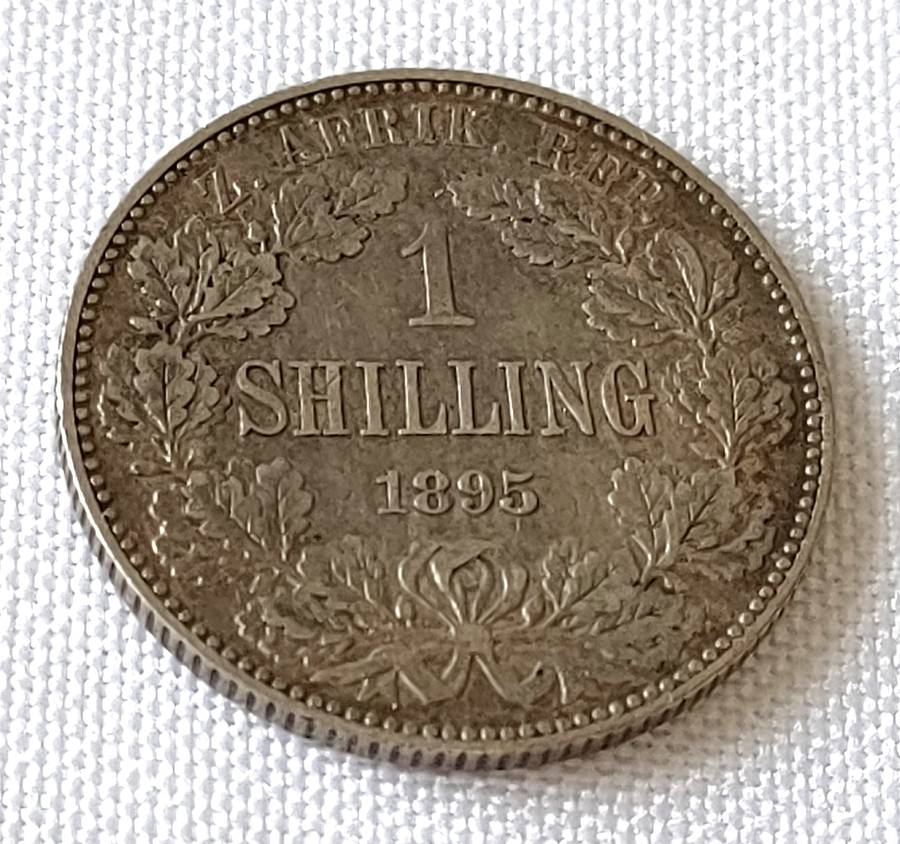 ZAR 1 Shillings: 1895: Scarce Sterling Silver (.925) coin: