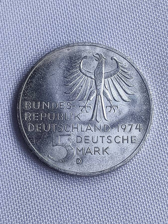 Bundesrepublik Deutschland 1974: 5 Mark (.625): Immanuel Kant: Non-circulating coin