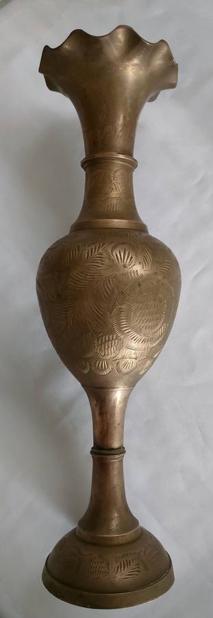 Large Brass vase - beautifully decorated - 400 mm high