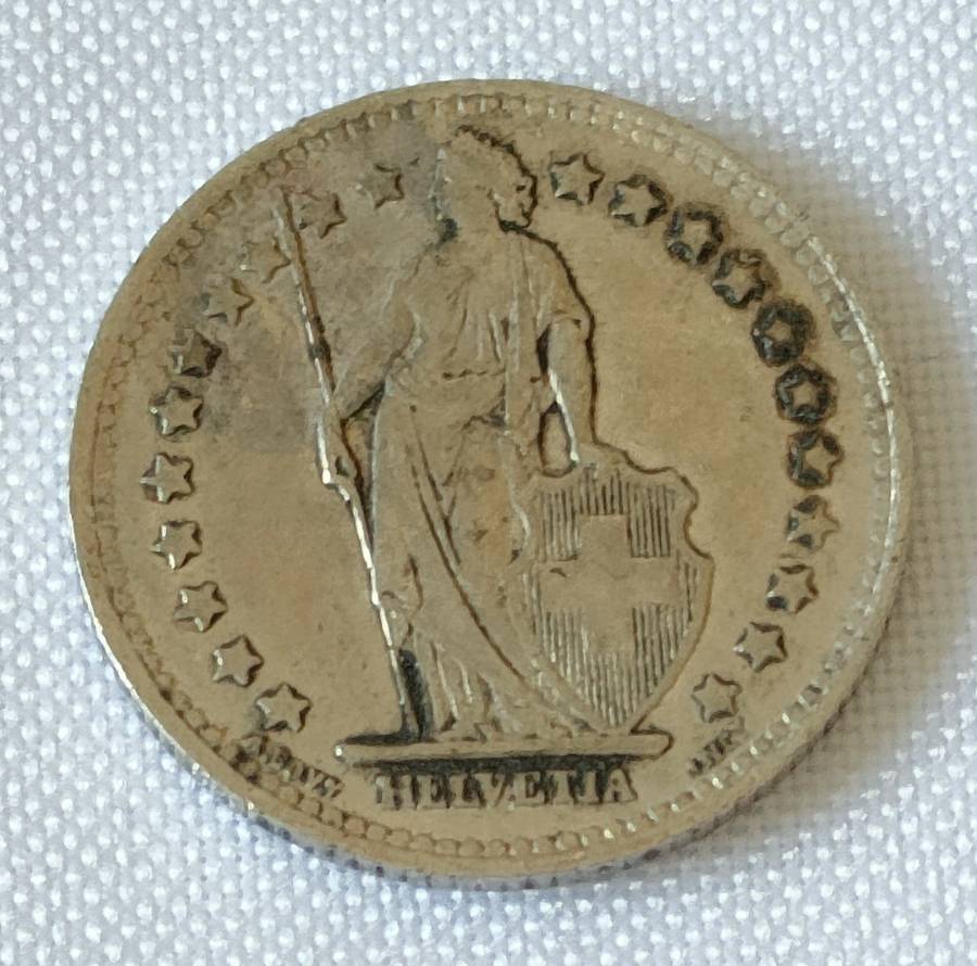 Swiss 1 Franc 1945: Silver coin: Good condition