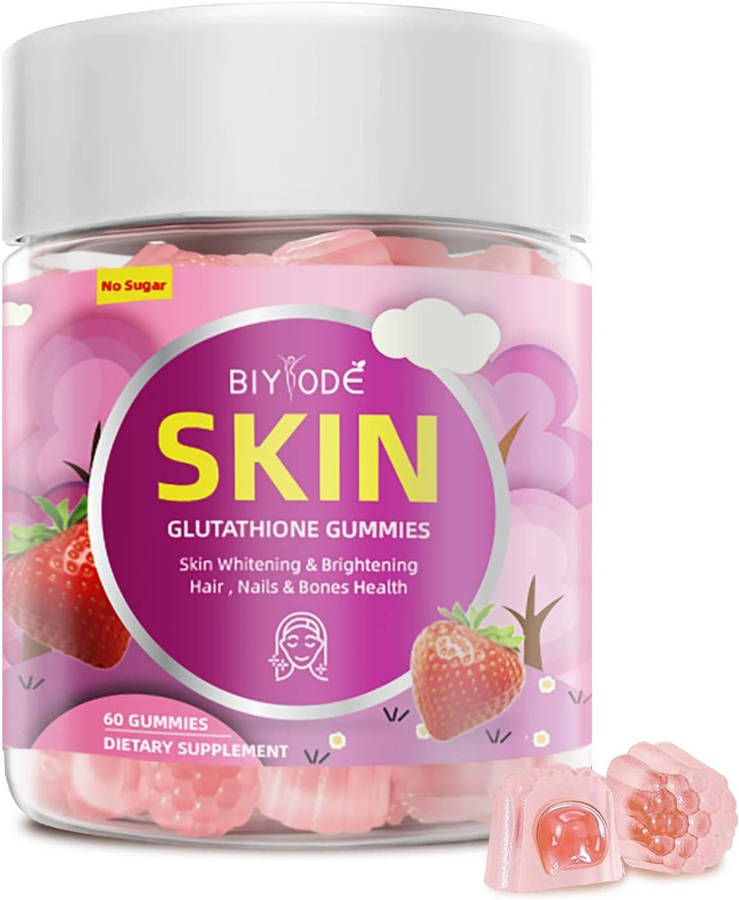 Sugar-free Glutathione Gummies, Whitening and Brightening Skin, Hair, Nails and Bone Health, 60 Gumm