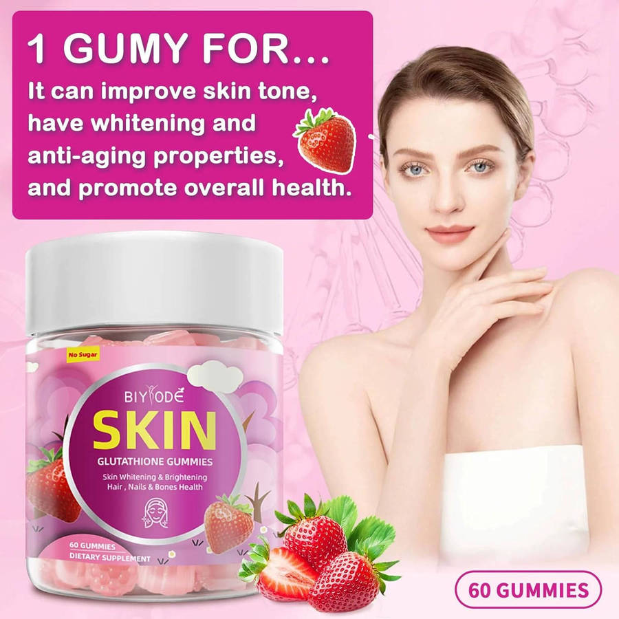 Sugar-free Glutathione Gummies, Whitening and Brightening Skin, Hair, Nails and Bone Health, 60 Gumm