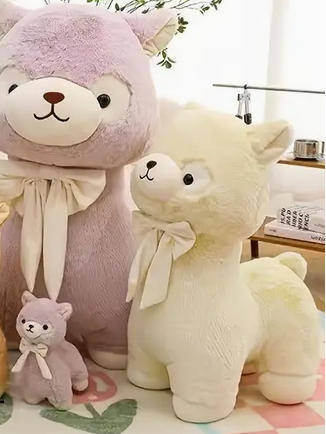 Alpaca Plush Toy with Velvet Bow for Kids