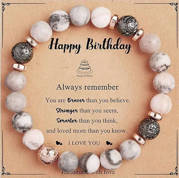 Bracelet - Grey, White, Black and Golden tones with Gift Card