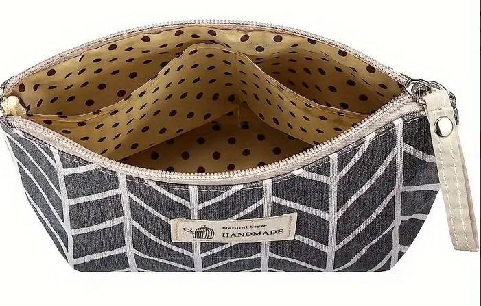 Canvas Makeup Bag with 5 PCS Birchwood Makeup Brush Set