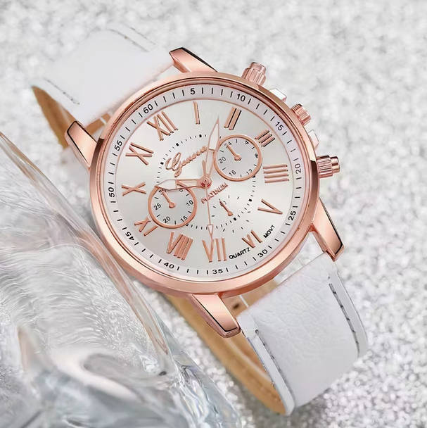 Watch and Bracelet Set - White and Rose Gold