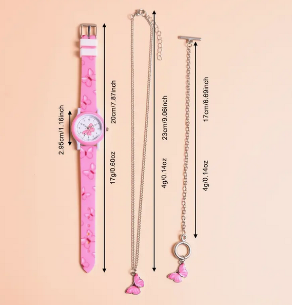 Butterfly Watch Necklace and Bracelet Set