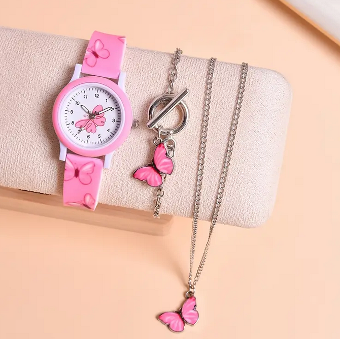 Butterfly Watch Necklace and Bracelet Set