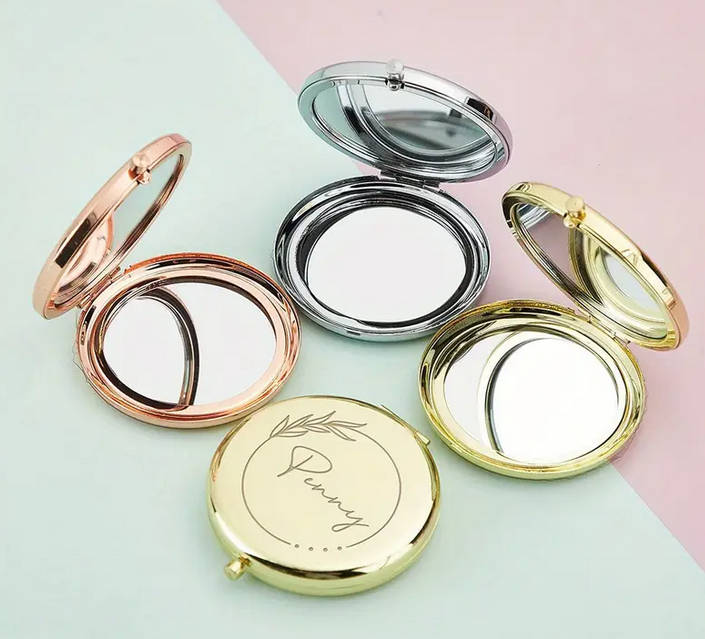 Beautiful Sandalwood Hair Brush, Rose Gold Makeup Mirror, Silver Earrings for Mom in a Raw Linen Bag