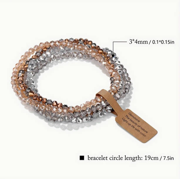 Stone Bracelet with Grey, Brown, Silver and Copper Tones