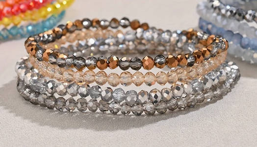 Stone Bracelet with Grey, Brown, Silver and Copper Tones