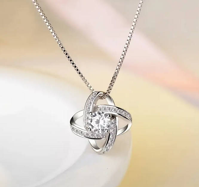 Love Knot Pendant Necklace with Gift Card and Gift Box