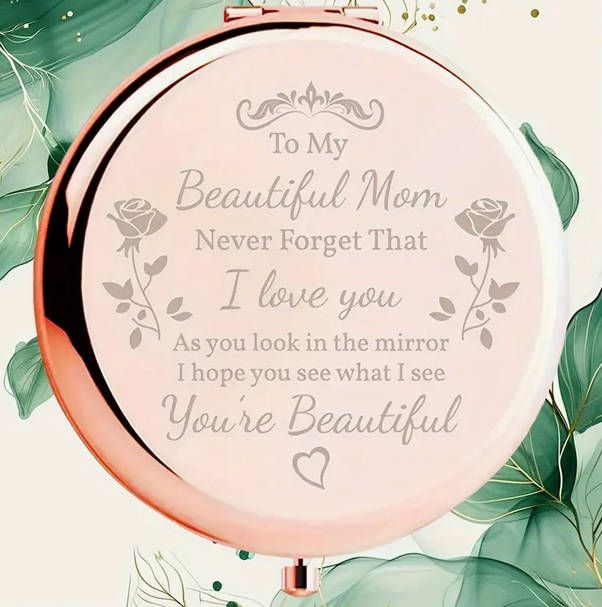 Beautiful Sandalwood Hair Brush, Rose Gold Makeup Mirror, Silver Earrings for Mom in a Raw Linen Bag