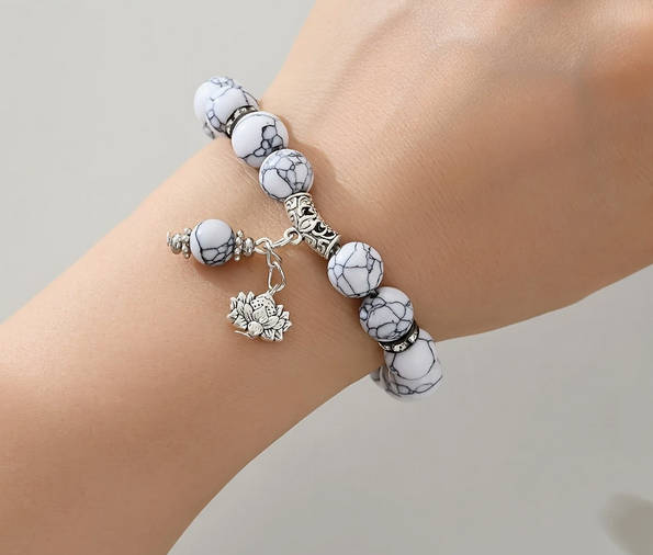 Vintage Style Earrings and Bracelet Set - White