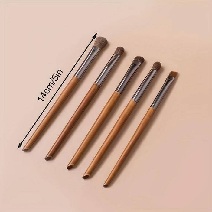 Vintage Style Makeup Bag with 5 PCS Birchwood Makeup Brush Set