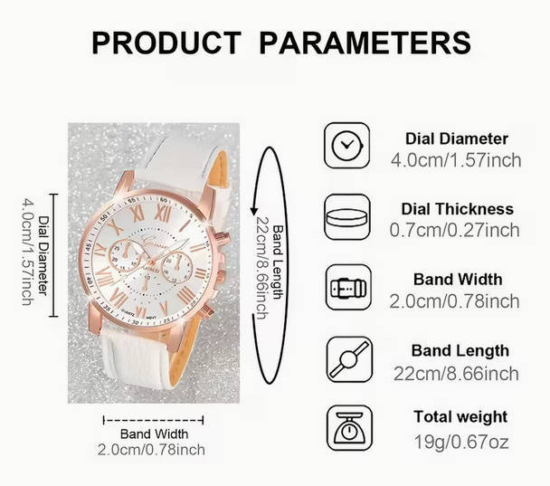 Watch and Bracelet Set - White and Rose Gold