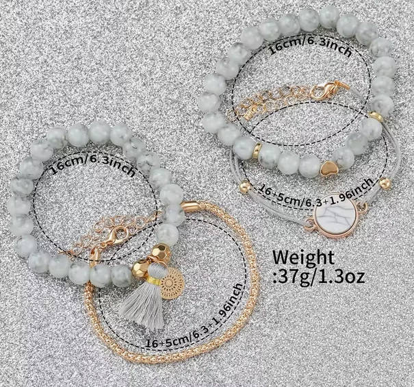 Watch and Bracelet Set - White and Rose Gold