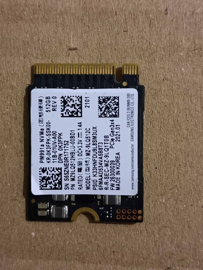 Samsung pm991a Nvme ssd-512gb