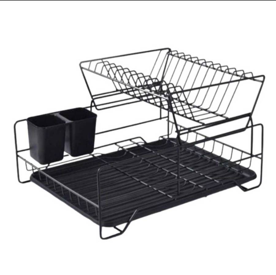 Double Layer Dish Drainer Rack - Black Matte