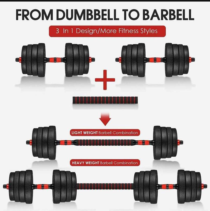 20kg Adjustable Dumbbell and Barbell Weights Set for Gym